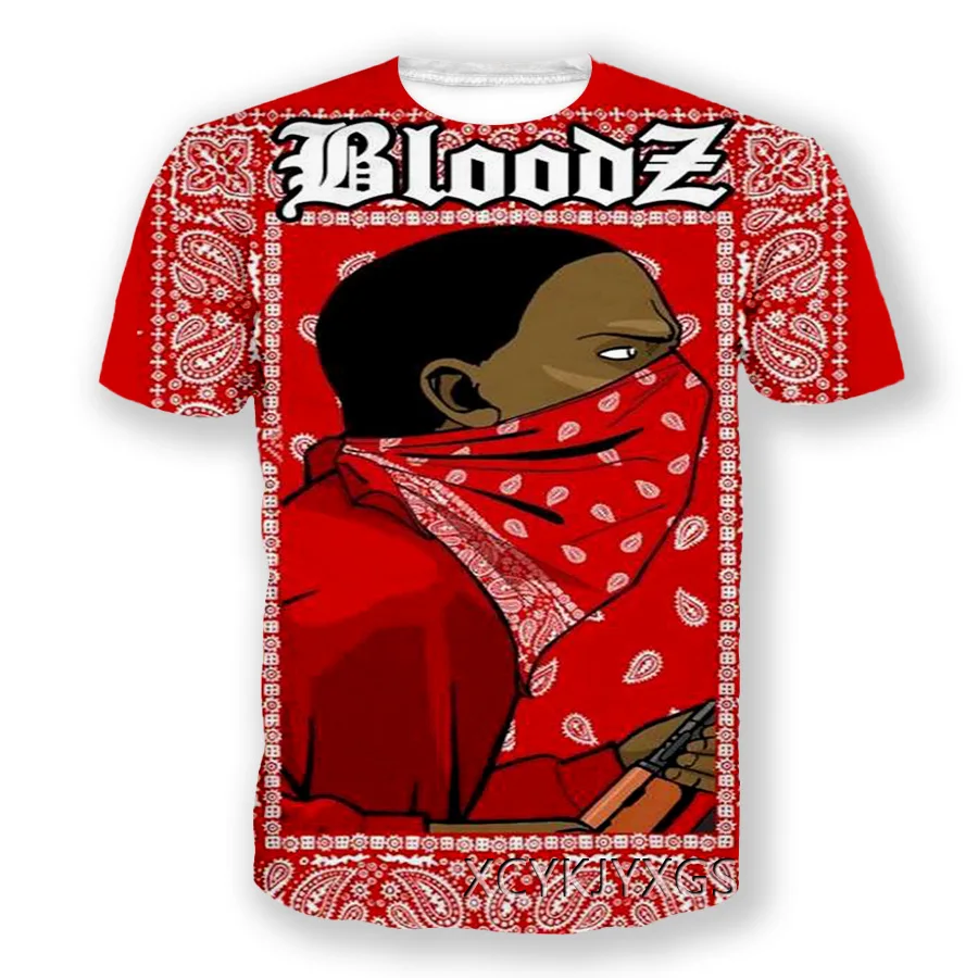 New 3D Print Blood Gang Bandana Clothing  Fashion Men Women T-shirt Plus Size S-7XL Four Seasons Casual Oversized  Streetwear