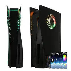 Replacement Faceplate Cooling Vents with RGB Light Strip 400+ Effects LED Light Ring Console Cover for PlayStation Disc Edition