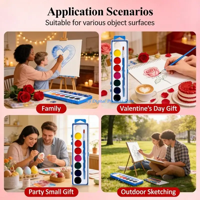 U2JE Travel Friendly 8 Color Watercolor Set Portable Designs Great For Experts
