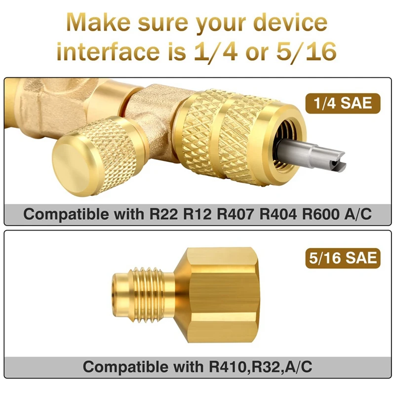 HVAC Valve Core Removal Tool, Valve Core Remover With Valve Cores, Nuts And R410 R32 Adapters, For R410 R32 R22 R12 Accessories