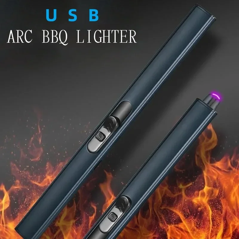 New Hot Long Bar Single Arc Up Push Ignition Outdoor Windproof USB Rechargeable Lighter Aromatherapy Gas Stove Ignition Stick