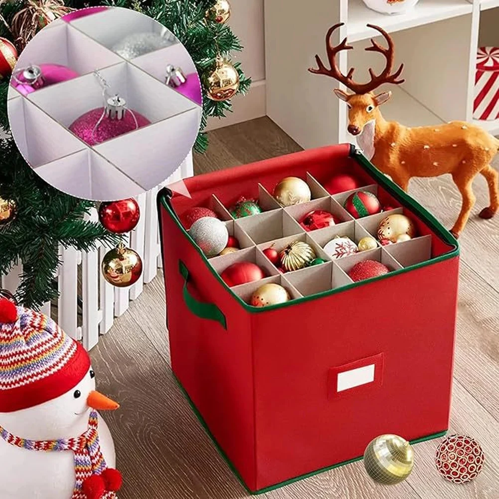 64-شبكة كرات عيد الميلاد المنظم مع فواصل قابل للتعديل اللعب صندوق تخزين عطلة الحلي الهدايا الحلي الحاويات ديكور المنزل #2