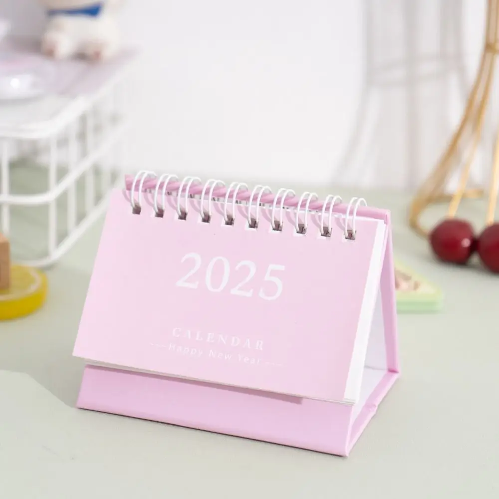 Gifts Creative 2024-2025 Calendar Thick 18-Month Mini Desk Calendar Coil Calendar 2025 Standing Flip Calendar Office Supplies