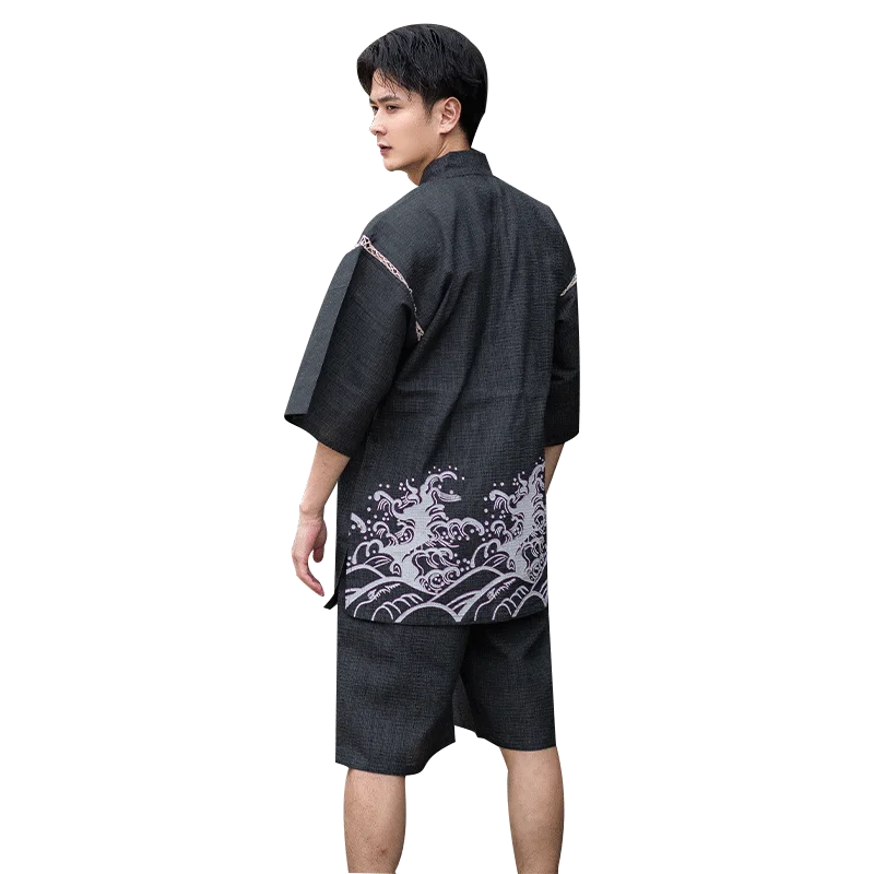 Traditioal Japanese Pajamas Sets Men Yukata Kimono Cotton Male Loose Japan Home Clothing Sleepwear Bathrobe Leisure Wear