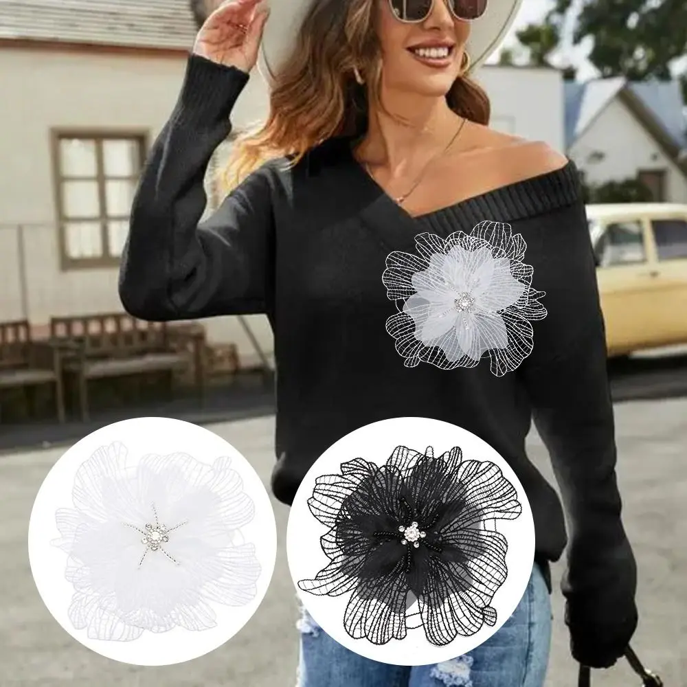 

Dress DIY Decorative Handmade Flower Patches Multilayer Cloth Fabric Floral Patches Appliques Sew On Embroidery Patches