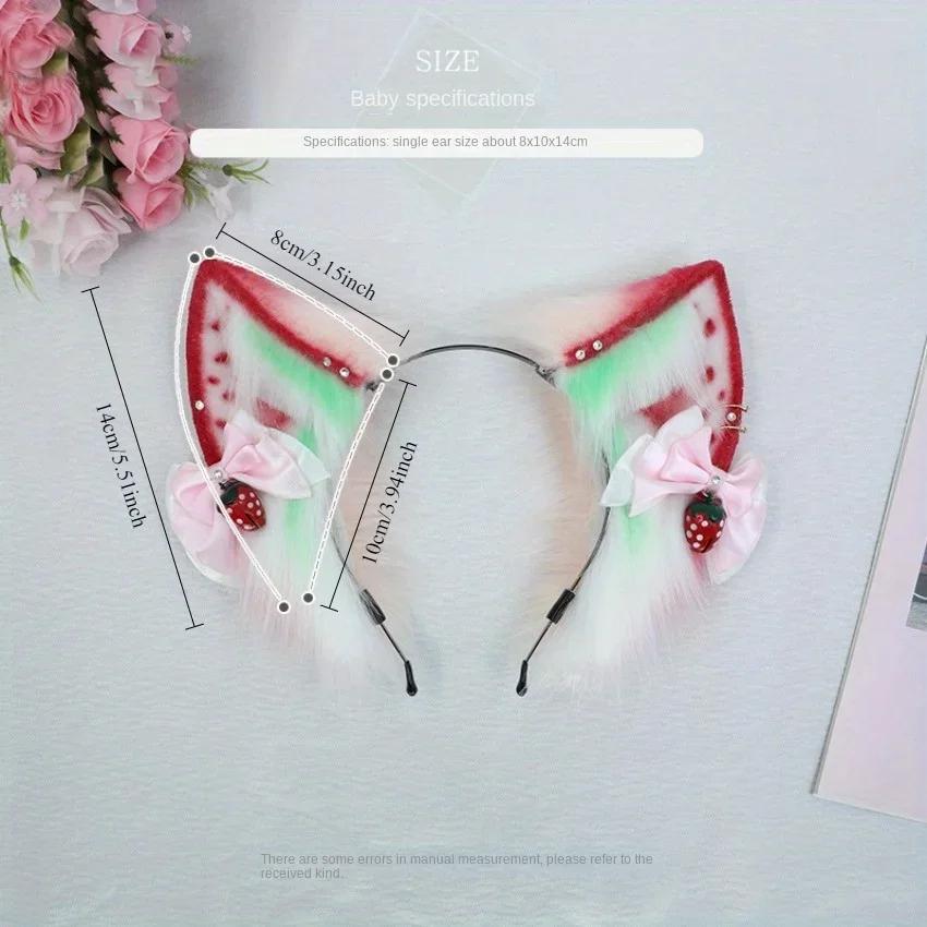 털 여우 고양이 늑대 코스프레 소녀 헤어밴드, 크리스마스 할로윈 파티 봉제 로리타 애니메이션 공연 소품, 코스튬 헤어밴드 액세서리