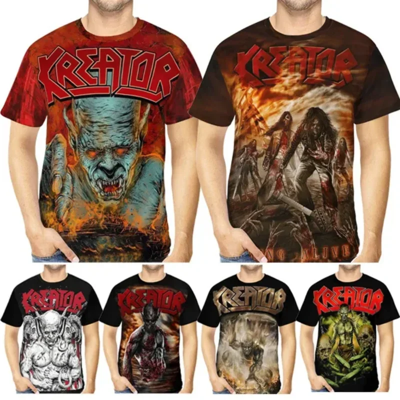 Summer New Men Clothing Classic Metal Rock Band Kreator 3D Print T-shirt Hip Hop Harajuku Street Unisex Oversized T Shirt Tops