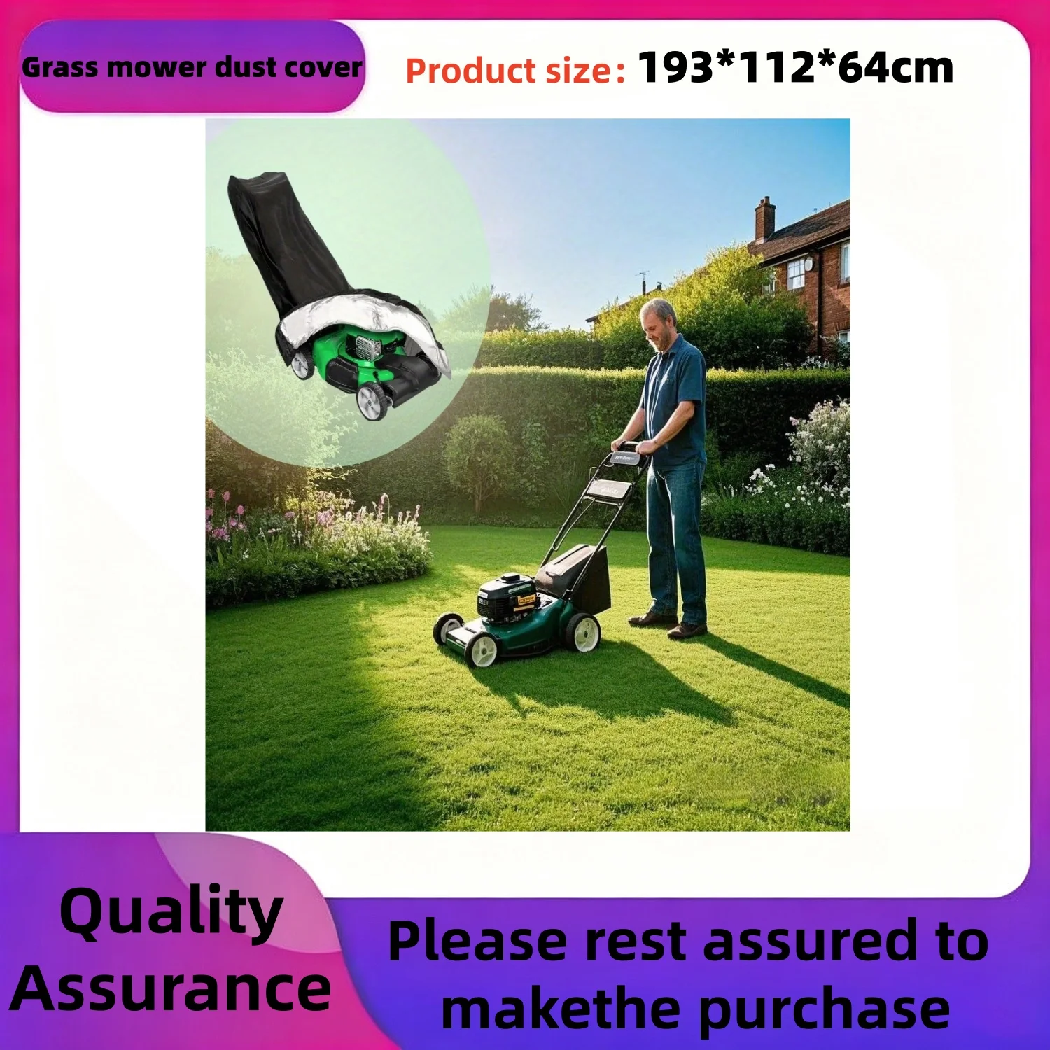 1pc Lawn Mower Cover Push Mower Cover with Storage Bag Durable Garden Equipment Protector Heavy Duty Outdoor Protection for Lawn
