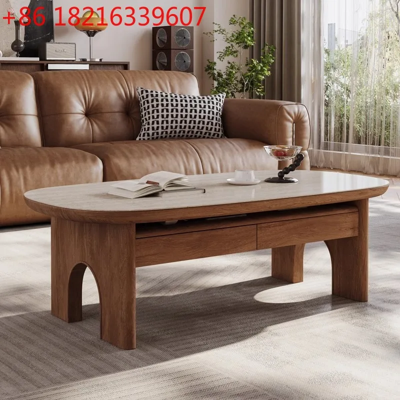 

Гостиная, дом, средневековая каменная плита, орех, элитный светильник, роскошный современный минималистичный чайный столик в стиле ретро