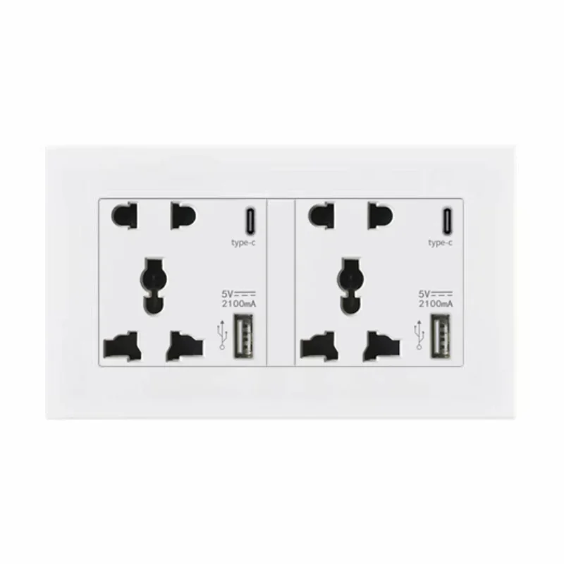 Depoguye UK standard Usb wall socket ,USB plug universal 5 hole outlet, 220v to usb Type-c  phone charging socket 146mm*86mm