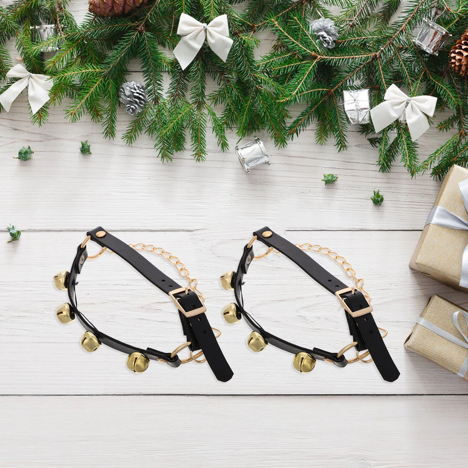 

2pcs Decorative Shoe Boot Large Jingle Bells For Christmas Party Family Gatherings Holiday Celebrations Santa Boots Decoration