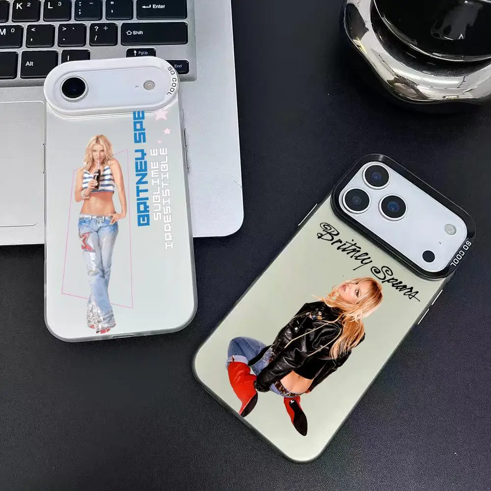 B-Britney S-Spears شعار جراب هاتف آيفون 17 16 15 14 13 12 11 برو ماكس الهواء ماتي ليزر أورورا للصدمات فوندا
