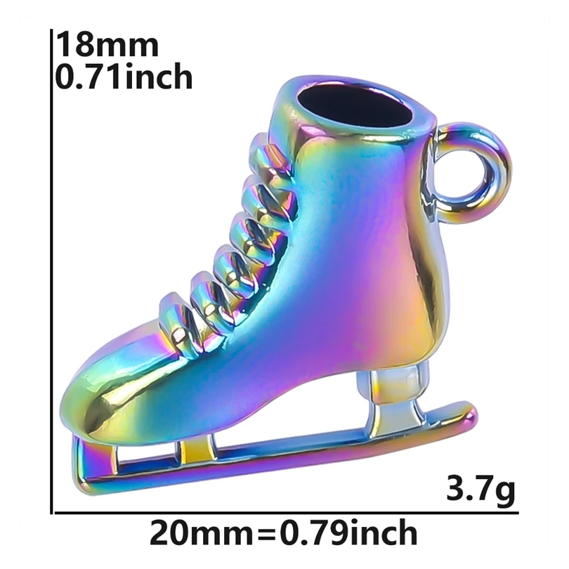 10PCS Alloy Rainbow Color Figure Skating Jewelry Charms Pendant Accessories Jewelry Making Trendy Earring Necklace Gifts Bulk