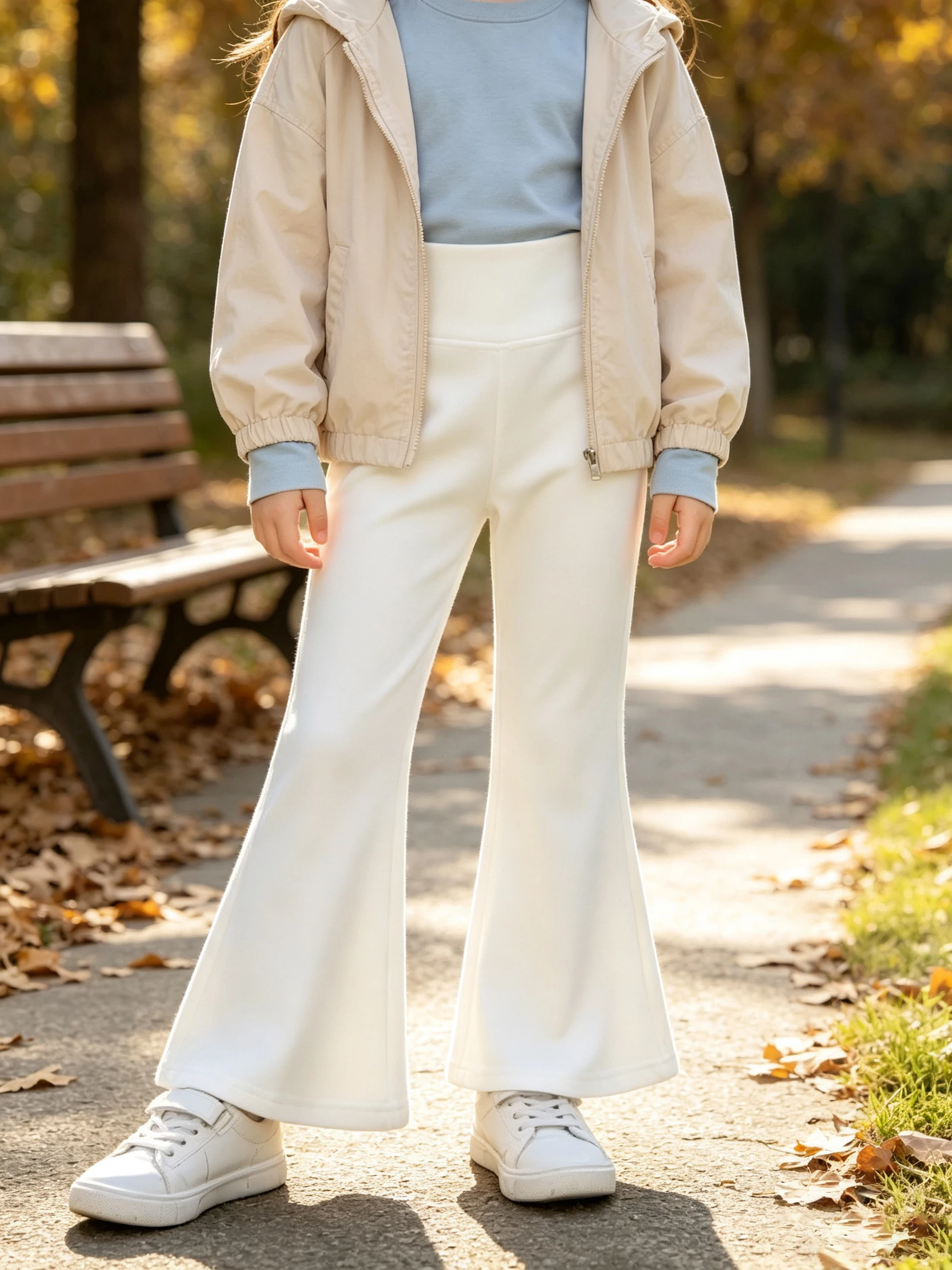 1Pc Kids Girls High Waist Flare Trousers Soft Elastic Long Pants Simple Versatile Bottoms Spring Autumn Casual Outfit for Age 2+