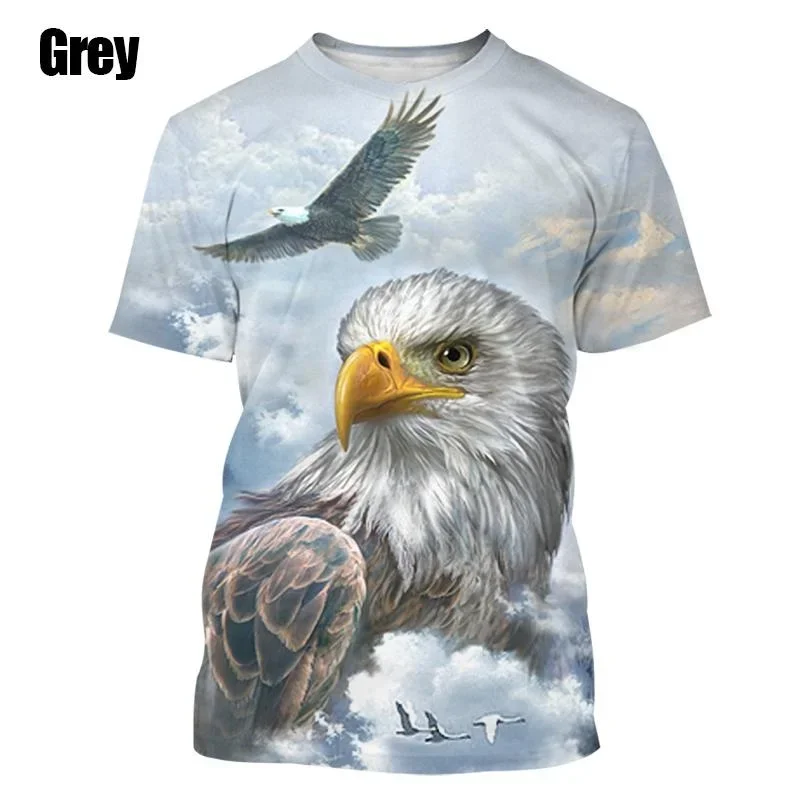 Summer Cool Eagle 3D Printing T Shirt New Fashion Men\'s Round Neck Short-sleeved Bald Eagle T-shirt