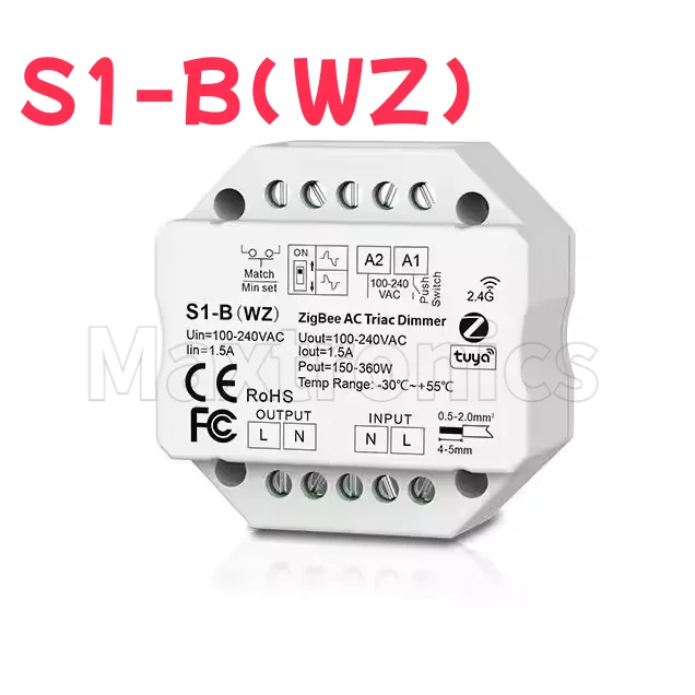 NEW Tuya Zigbee PK1/S1-B(WT)/S1-B(WZ)/R11/RT6/TW1 RF AC Triac Dimmer LED Controller Push Switch Control Smart Life Alexa Google