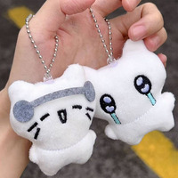 Headphones Kitten Couple Keychain Mini Crying Cat Doll Cute Plush Keyring Cartoon Dog Bee Bag Pendant Charms Backpack Decoration