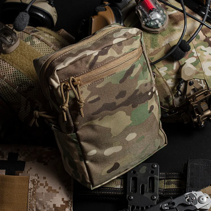 GP Camouflage Sub Bag (High), Molle Webbing, Belt Waist Seal Portable Sub Bag, Zipper Tactical Bag,Cordura Material