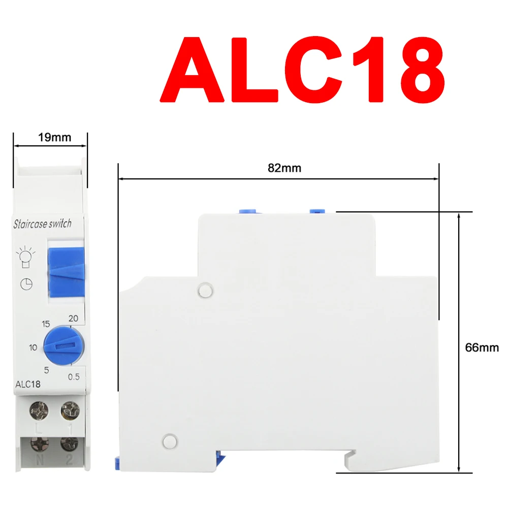 DIN Rail Timer Switch for Staircase Lighting Controller ALST8 1-7 minutes ALC18 1-20 Minutes Interval 18mm Single Module