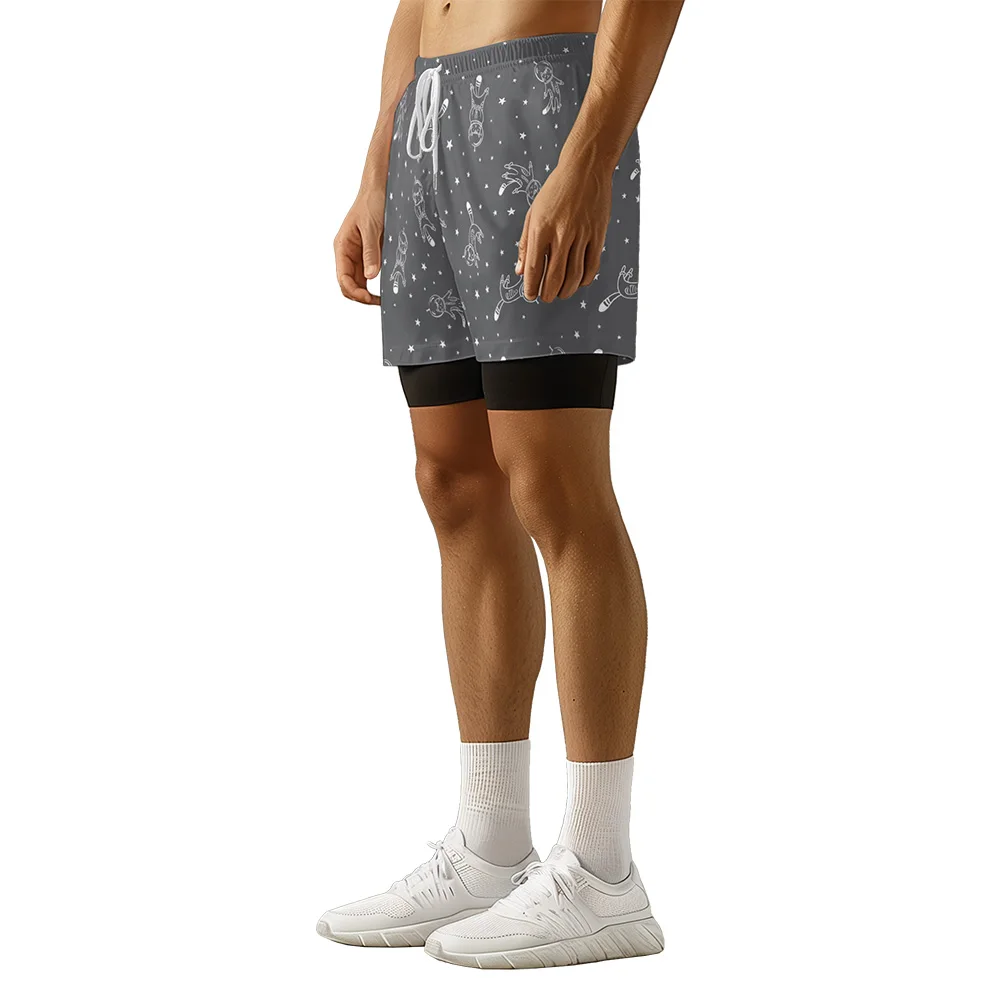 2024 New original design Space Cat Summer 3D Advanced print casual trend sports High Street ice skating camo shorts