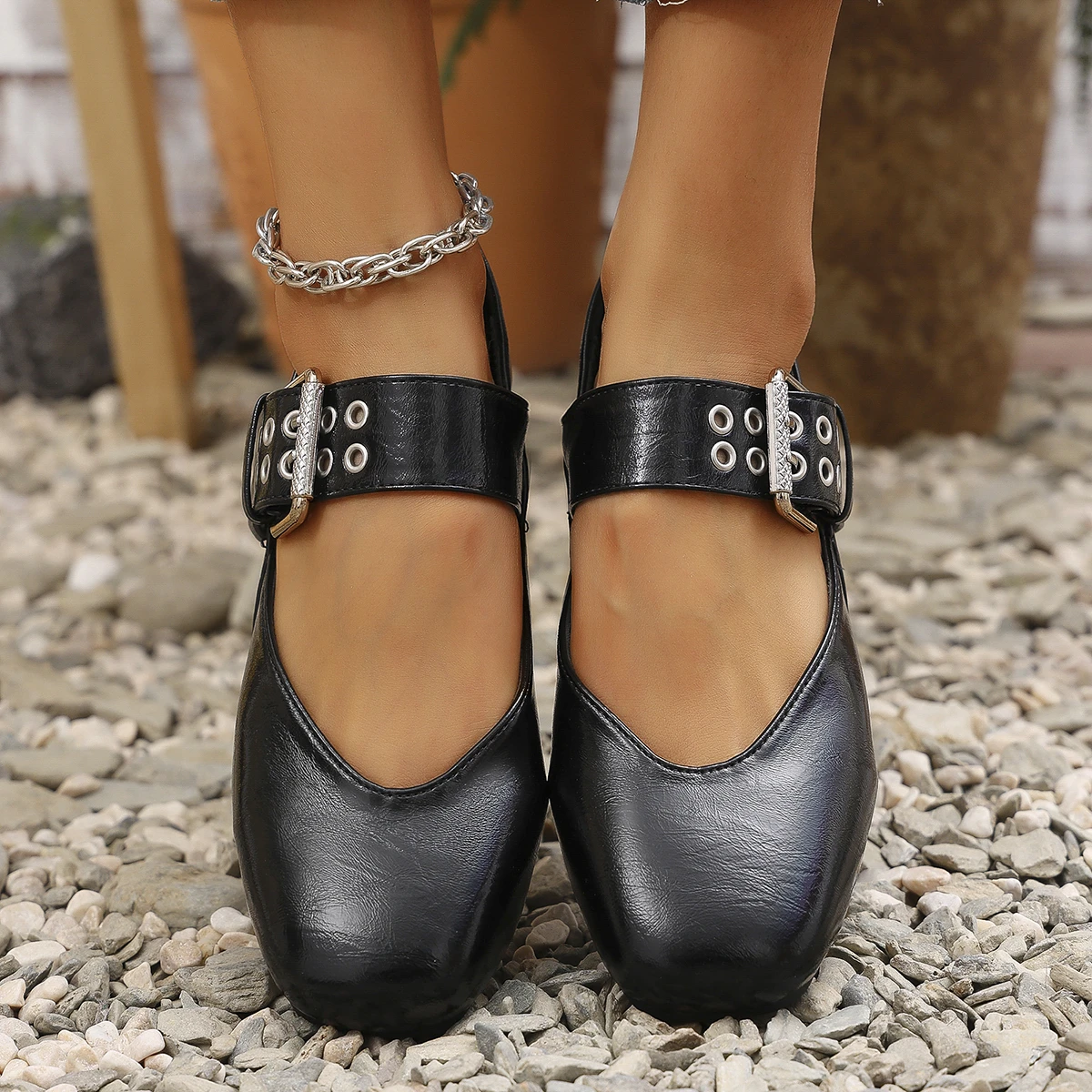 Women Flats Round Toe Luxury Shallow Loafers Women Comfortable Breathable Sneakers Fashion Strap Ballet Mary Jane Shoes Women