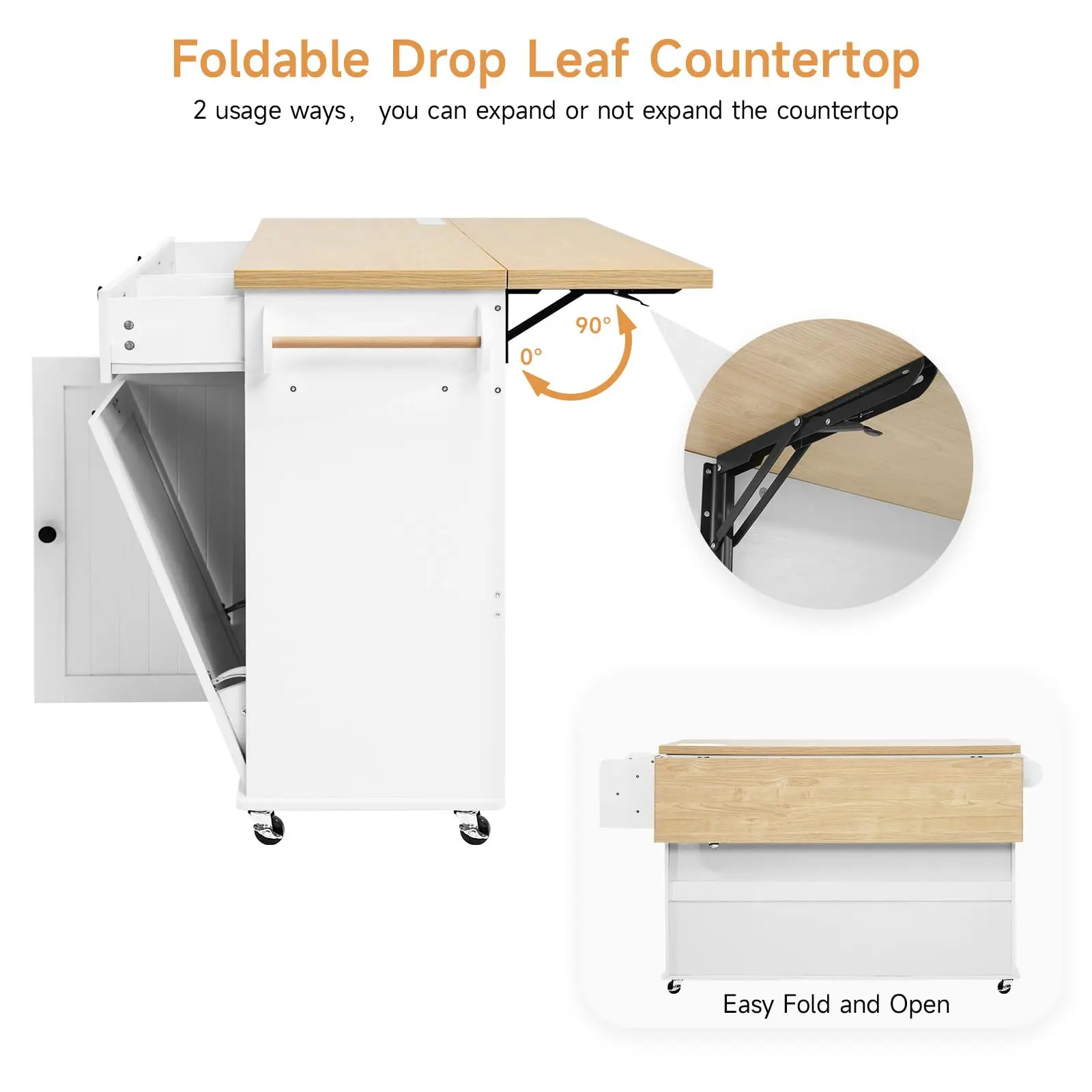 60 "جزر المطبخ المتنقلة المتداول عربات المطبخ جزيرة الجدول قطرة ورقة عربات المنزل مع منفذ طاقة رف منشفة التوابل القمامة