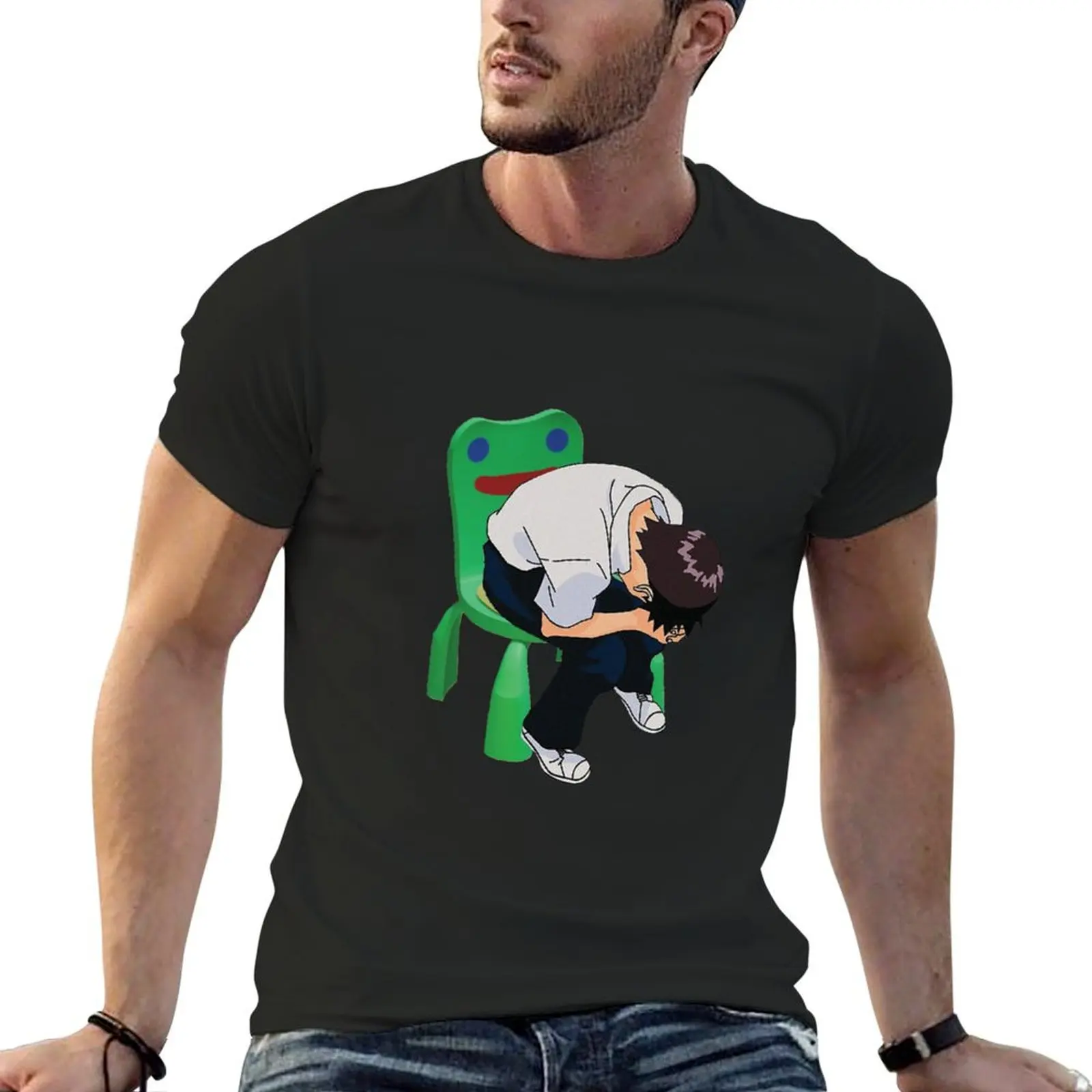 Shinji Ikari in the Froggy Chair T-Shirt vintage shirts graphic tees graphic tee shirt men