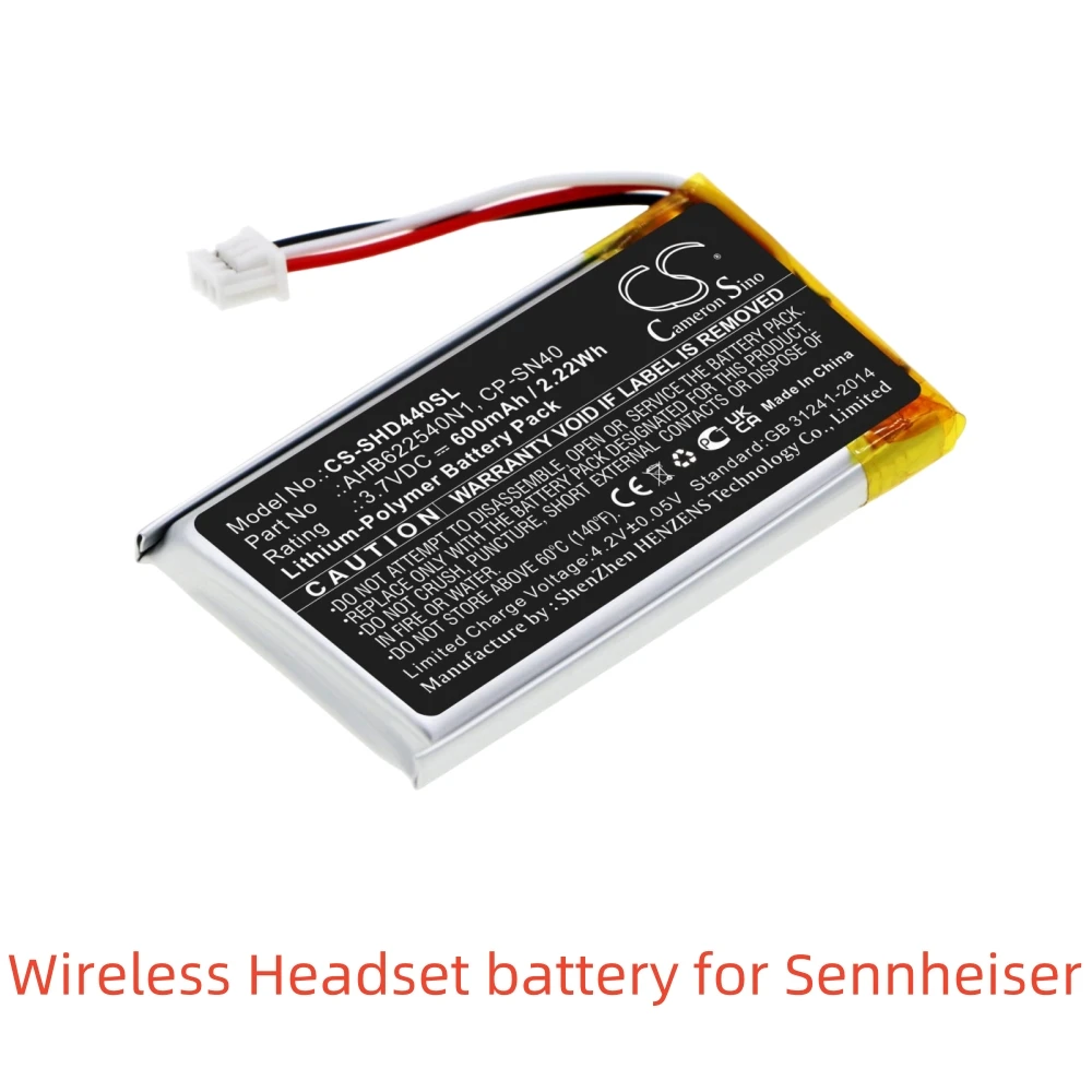 Li-Polymer Wireless Headset battery for Sennheiser,3.7v,600mAh,HD 4.50BTNC Urbanite XL Momentum 2.0 Momentum 3.0 HD 4.40 BT