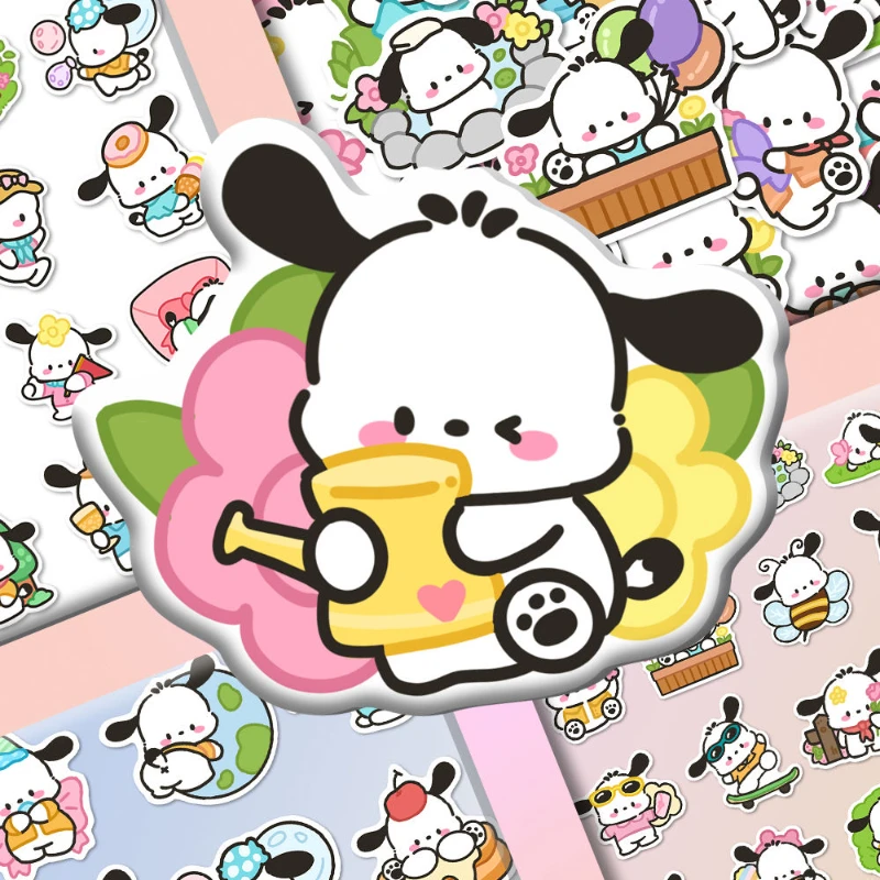 Sanrio 60PCS Kawaii Cute Pochacco Stickers Notebook Phone Case Luggage Refrigerator Water Cup Guitar Waterproof Wholesale