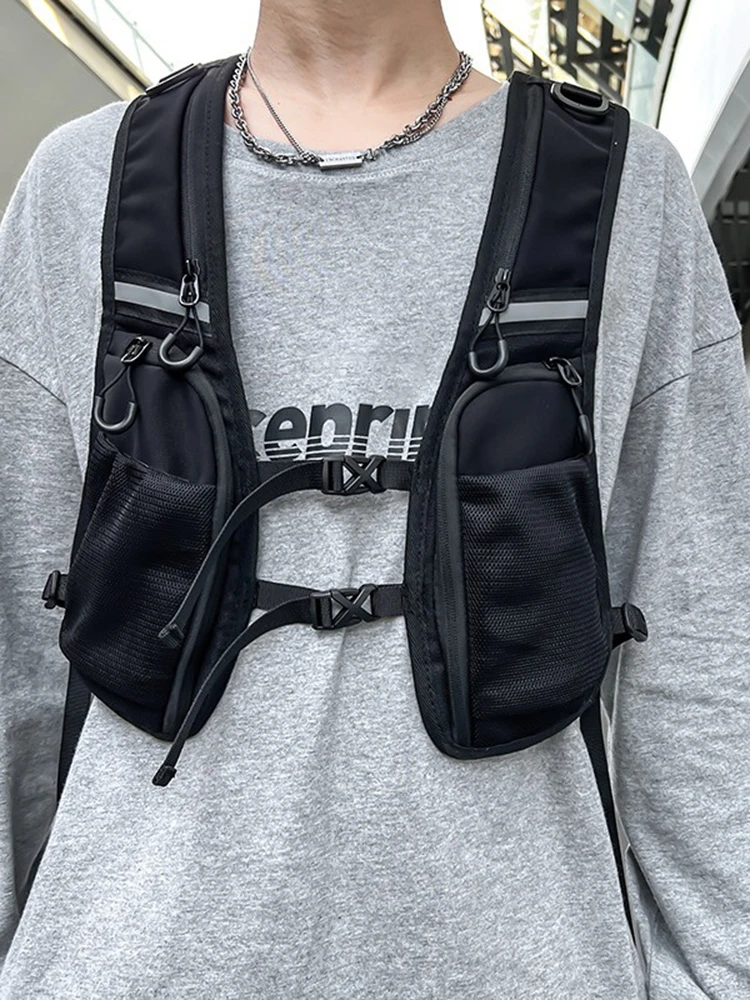 Sac de rangement réfléchissant pour téléphone, gilet tactique fonctionnel, support de téléphone léger avec poche et rangement supplémentaire pour le cyclisme et la course à pied