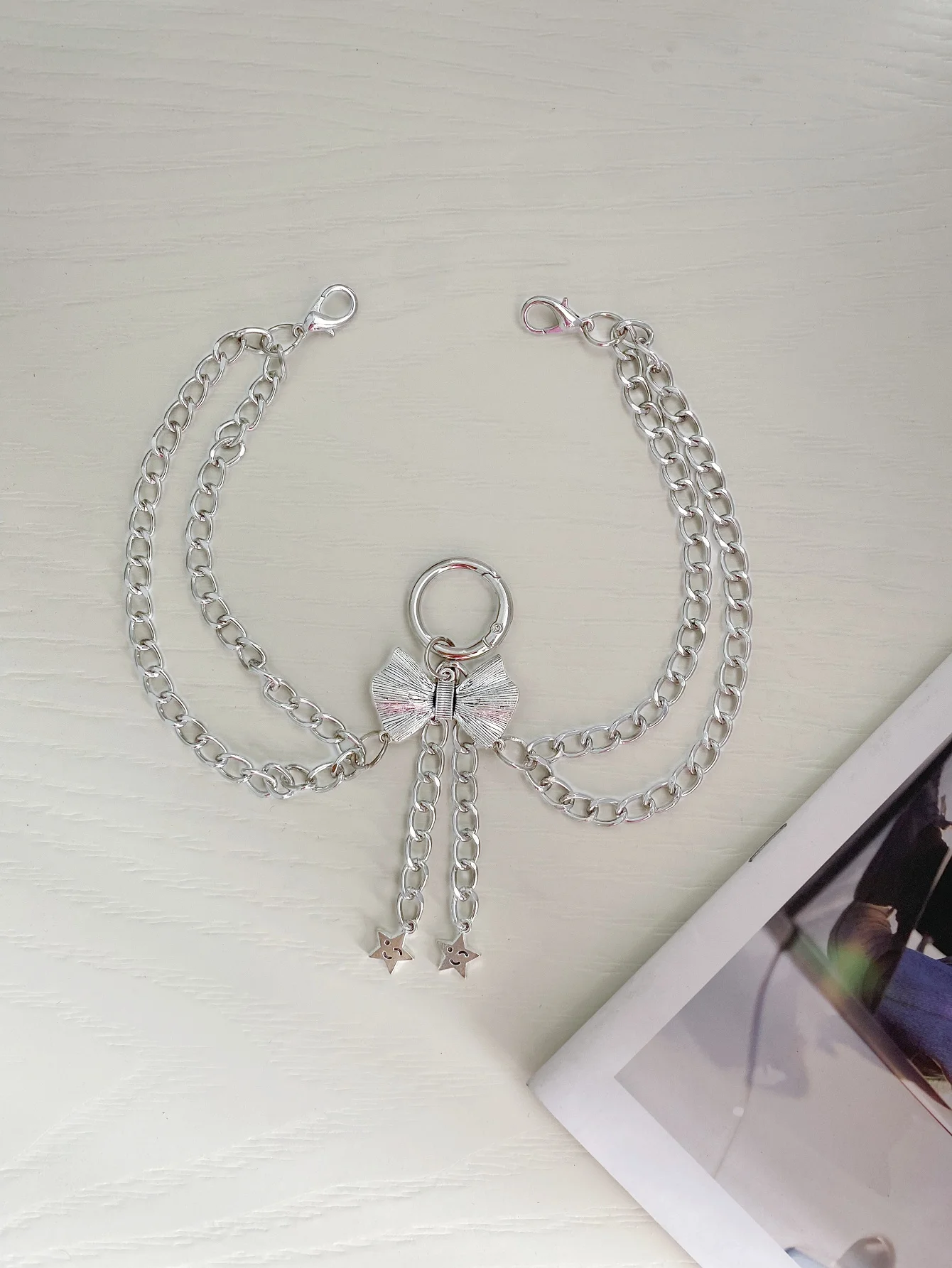 1/2pcs Detachable Metal Bowknot Chain Tassel Star Decor For Boots, Canvas Shoes, Sneakers, DIY Perforated Shoes Accessories, Als