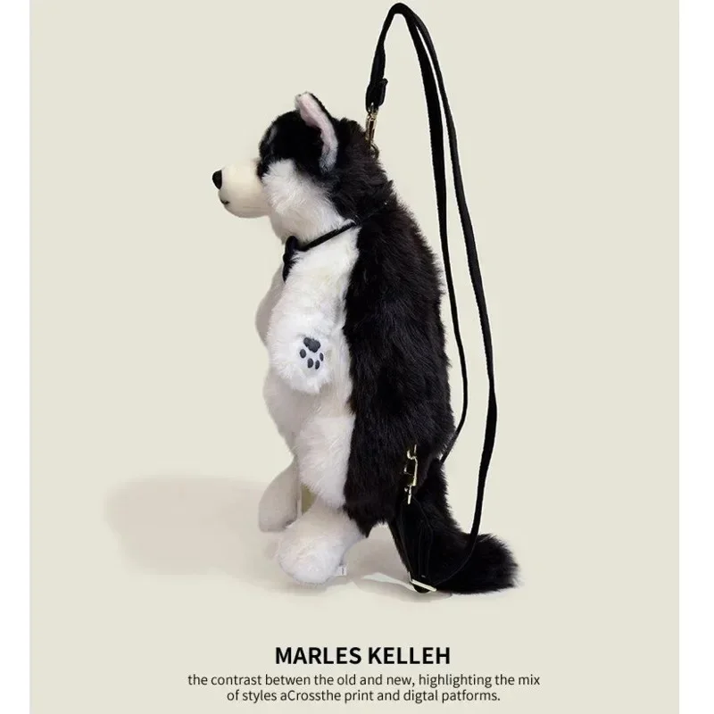 Husky Y2K Backpack Harajuku Kawaii Simulation Doll Dog Plush Doll Festival Gift Girlfriend Children's Birthday Crossbody Bag New