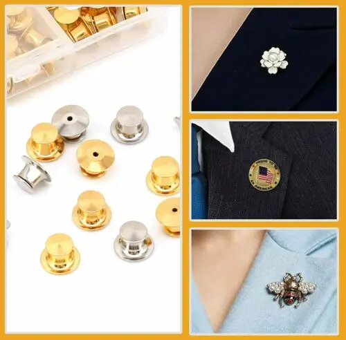Metal Brooch Locking Pin Backs Fivela Fastening Lock Pin Flat Back, Pingente de Emblema para Jóias DIY, Roupas Pin Decor, 30Pcs