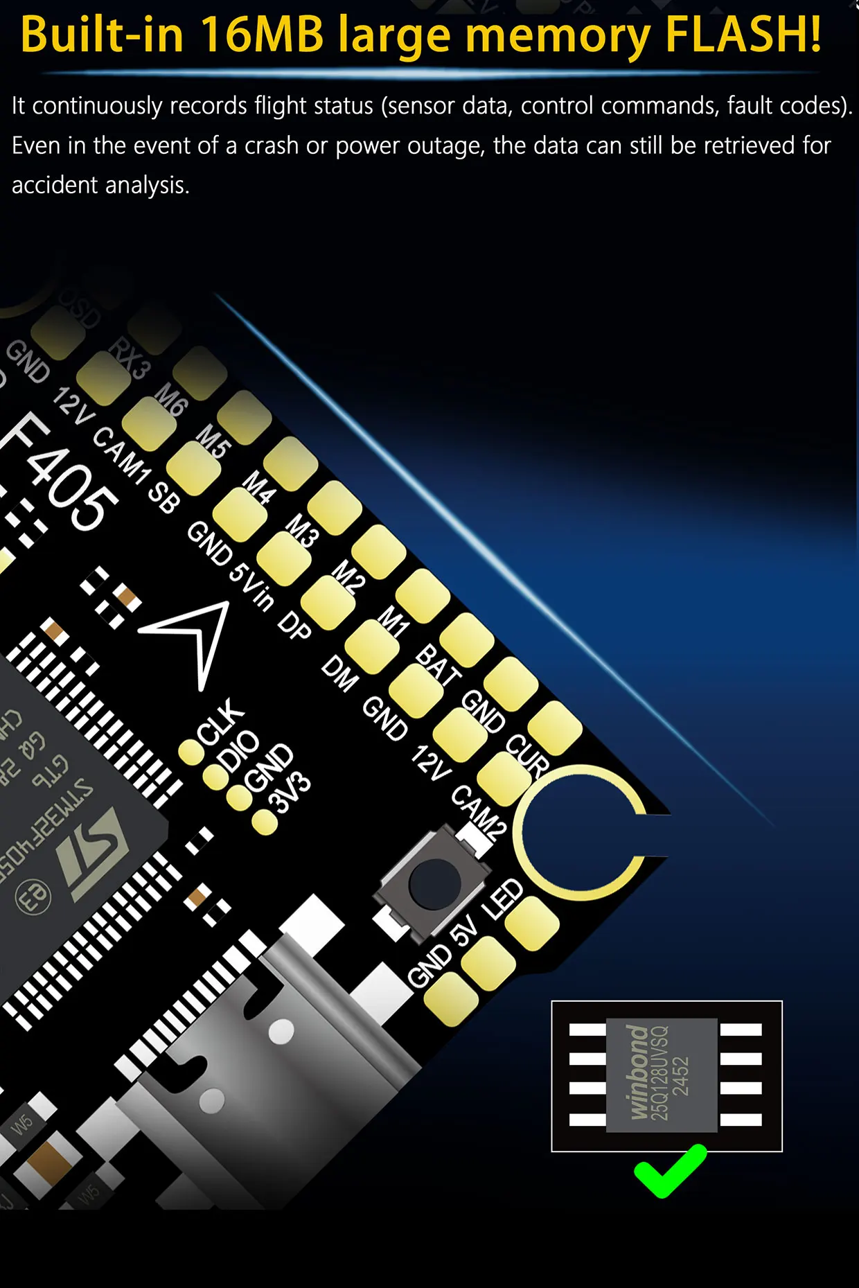 DAKEFPV F405 55A Stack 30,5X30,5mm ICM42688P BLS55A 4in1 ESC 3-6S FC&ESC INav Betaflight Konfigurierbar – Detail 7