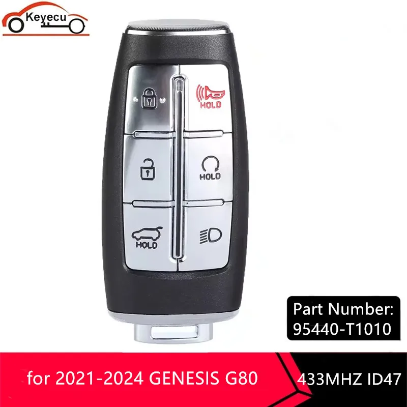 

KEYECU Replacement Smart Proximity Remote Key 6Button 433MHz ID47 Chip For 2021-2024 GENESIS G80 95440-T1010