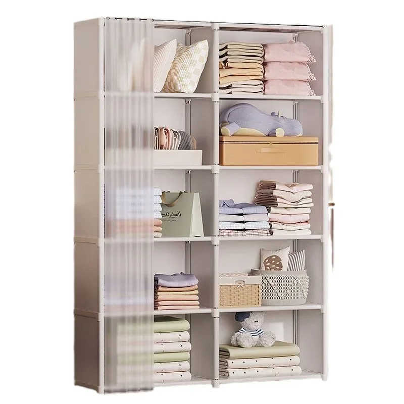 Foldable Multilayer Wardrobe Household Dustproof Wardrobe Simple Assembly DIY Storage Bedroom Open Storage Cabinet