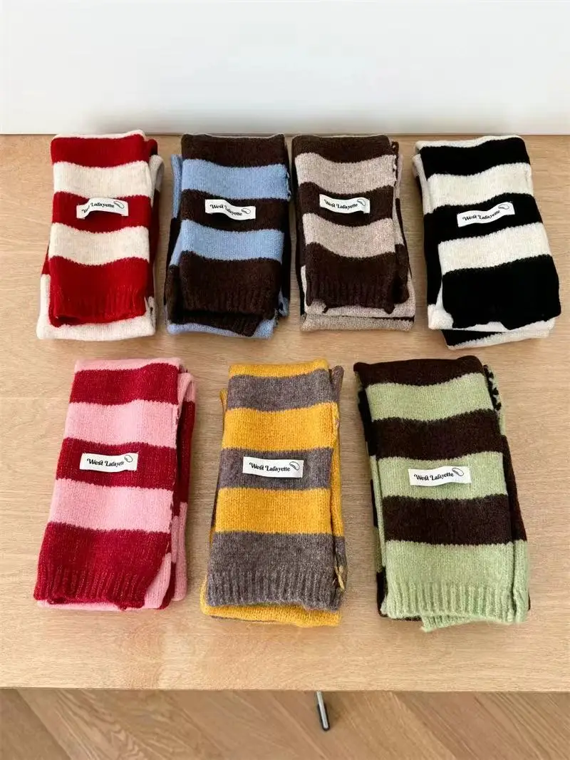 

Fashionable Striped Color-blocked Scarf for Women; Autumn and Spring; Slim Neck Warmer for Photo Shoots