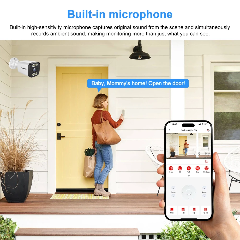 HFWVISION 8MP 4K 8CH POE Security Camera System 8Pcs Bullet CCTV Camera Kit AI NVR Full Color Night Vision H265 P2P Surveillance