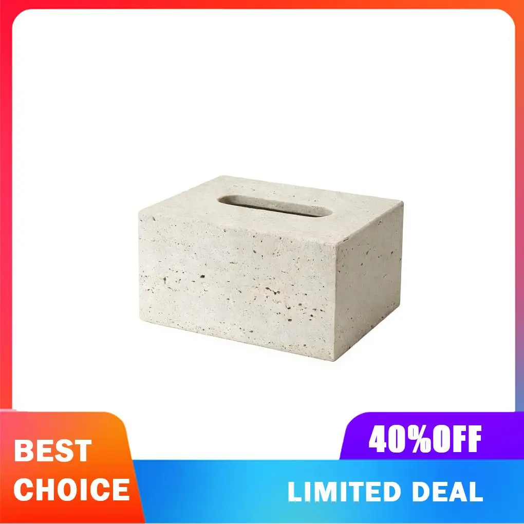 Natural Travertine Tissue Box Waterproof Durable Construction Modern Minimalist Bathroom Tissue