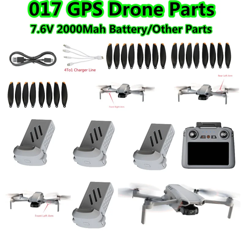 

7.6V 2000Mah Battery For 017 GPS Drone Battery 017 RC Drone Quadcopter Spare Parts USB Propeller Controller 017 Drone Accessorie