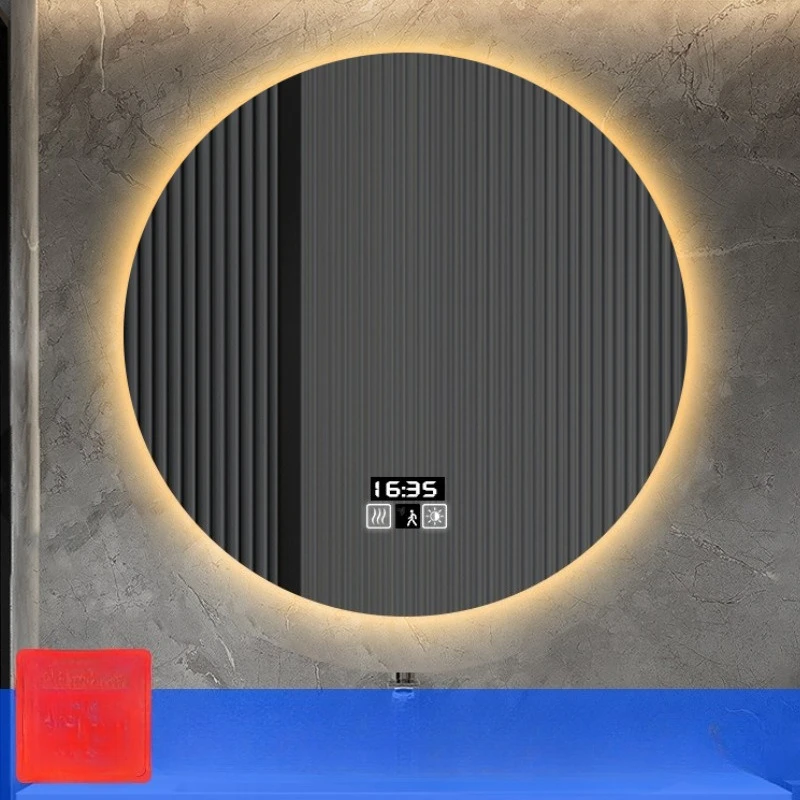 

Fashion Hotel Round Bathroom Mirror Intelligent Led Bathroom Anti-fog Luminous Makeup Sensor Wall Hanging Shower Mirror Vanity