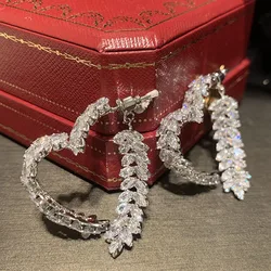 Bilincolor Unique Dsign Fashion Clear Leaf Earring for Female Wedding Jewelry