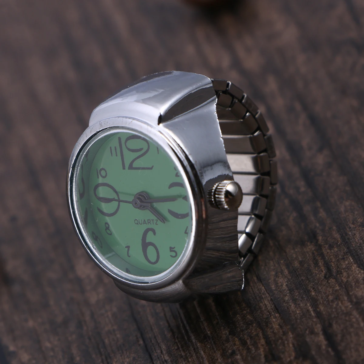 クリエイティブ リングウォッチ ユニセックス ファッション ジュエリー クォーツムーブメント 防水 シンプルなデザイン デート パーティー 日常使用 グリーン