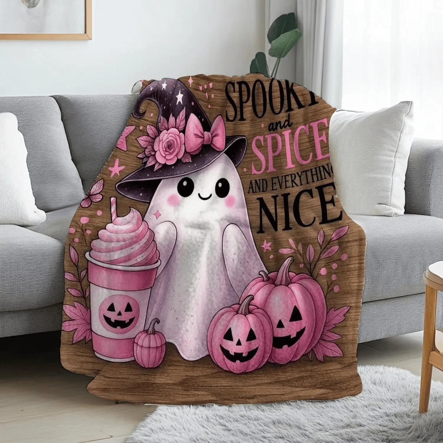 Halloween Flannel Blanket, 3D Printed Anime Ghost Throw Blanket, Skin‑Friendly for Bedroom Sofa, Multiple Size Single Twin King