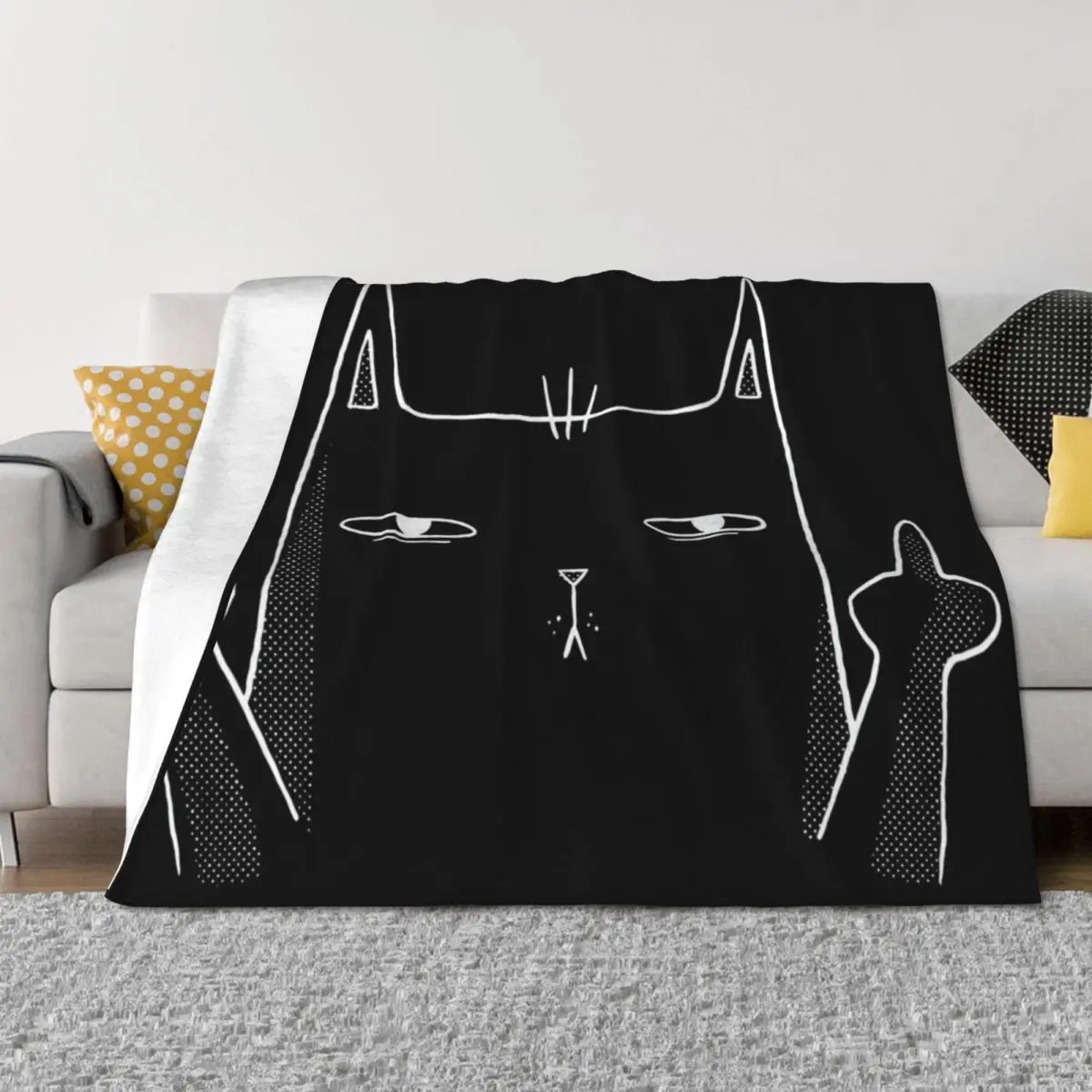 

Middle Finger Cat Throw Blanket Beautifuls Kid'S Bed Fashionable Decorative Sofa Blankets