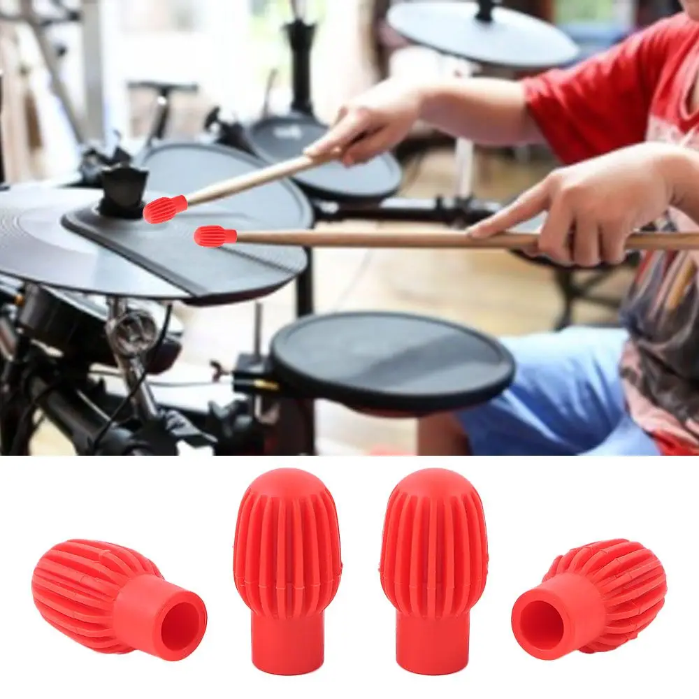 

2/4pcs Silicone Drum Stick Sleeve Caps Drumstick Practice Tips Rubber Mute Damper Practice Tips Protective Cover Cap