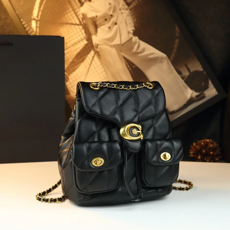 

Luxury Diamond Quilted Genuine Leather Backpack for Women Multifunctional Work Travel Bag Convertible Top Handle Daypack School