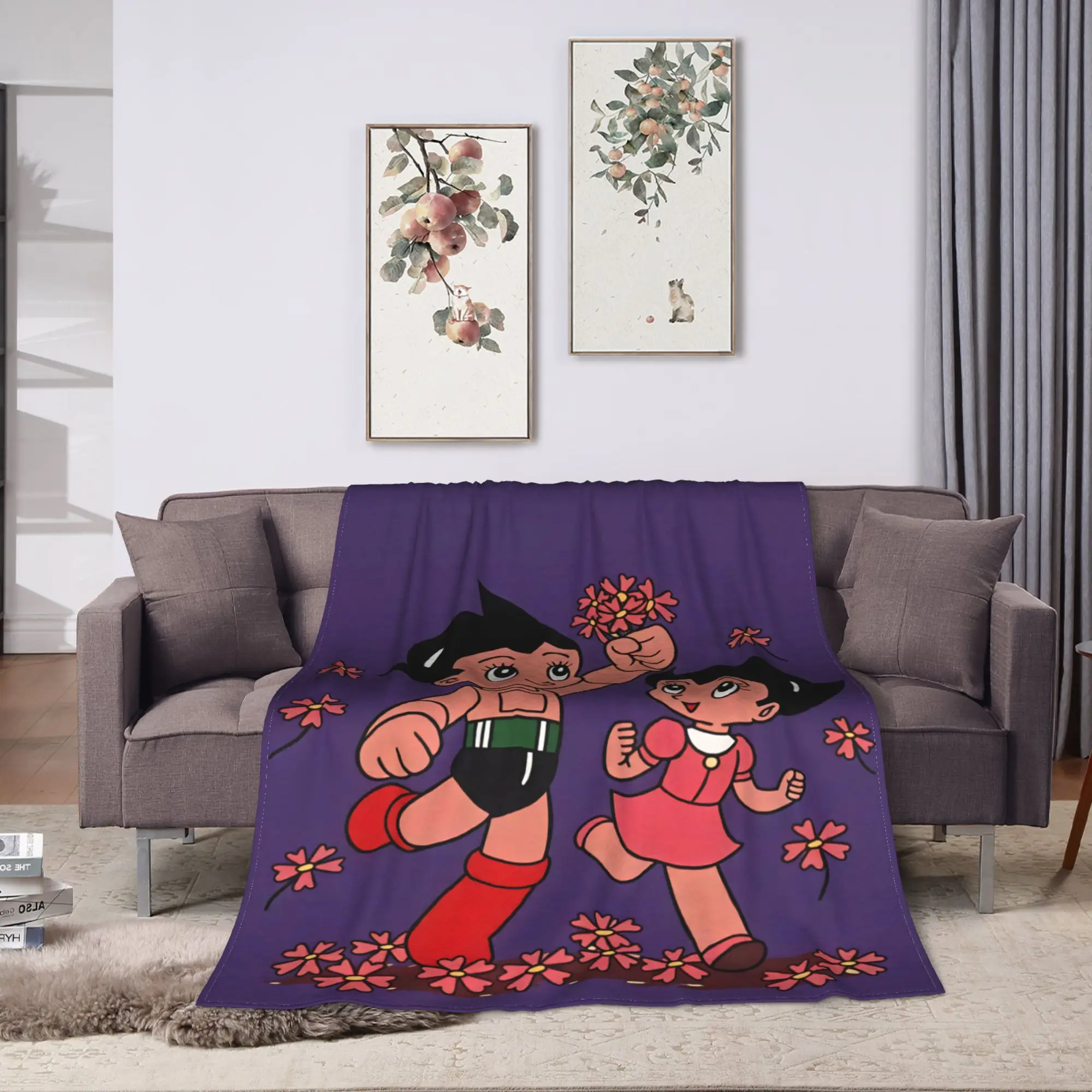 Warm Soft Blanket Picnic Astro Cartoon Boy Bedding Throws  Flannel Bedspread For Home Decor Pattern Sofa Bed Cover