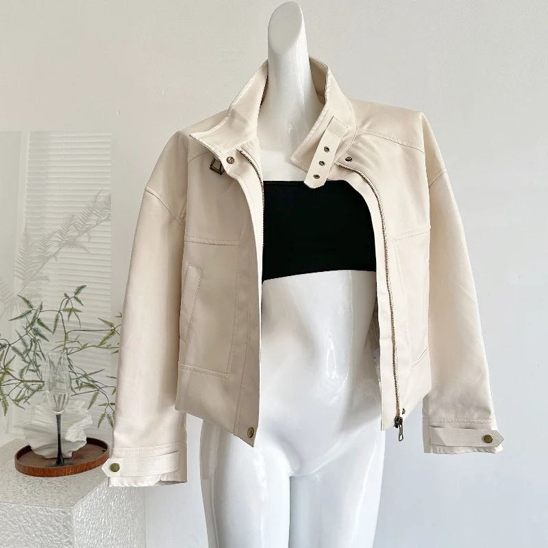 

Autumn Vintage Leather Spicy Girl Coat Women's New Cool Punk Slim Short Jacket Aesthetic Retro High Street Clothing Autumn 2025