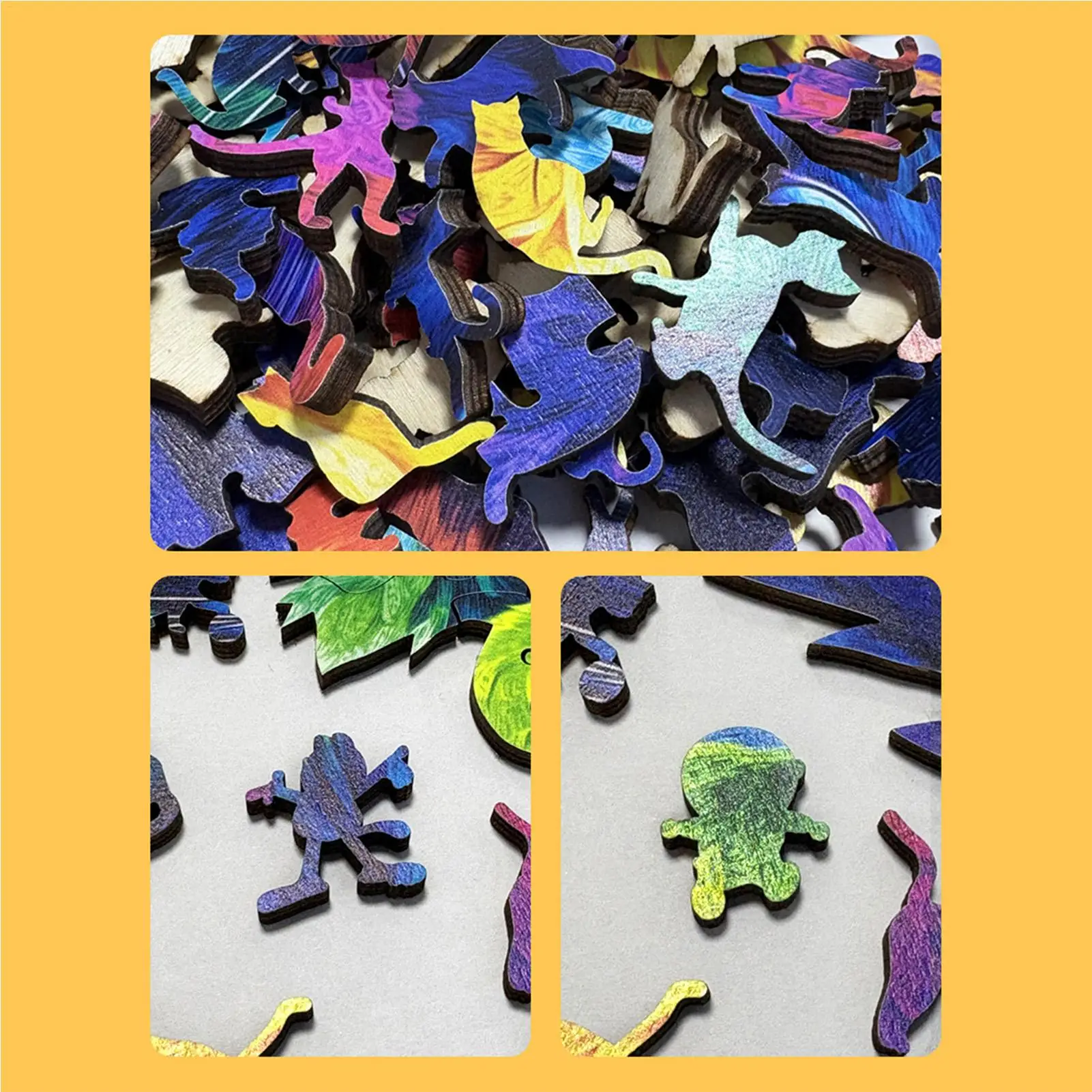 Puzzle di gatti in legno per adulti 201 pezzi Decorazione camera da letto Puzzle di animali irregolari per adulti Adolescenti Amanti dei gatti Collezionisti Famiglia